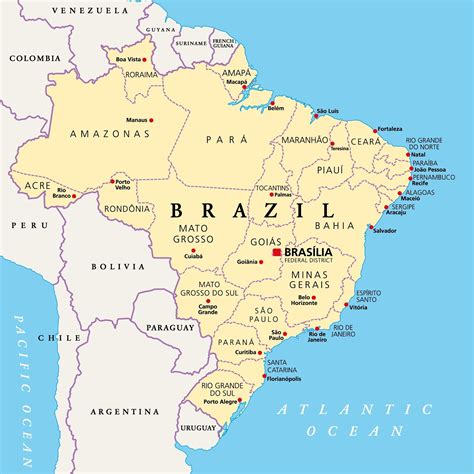 The 26 States of Brazil (Political Map) .